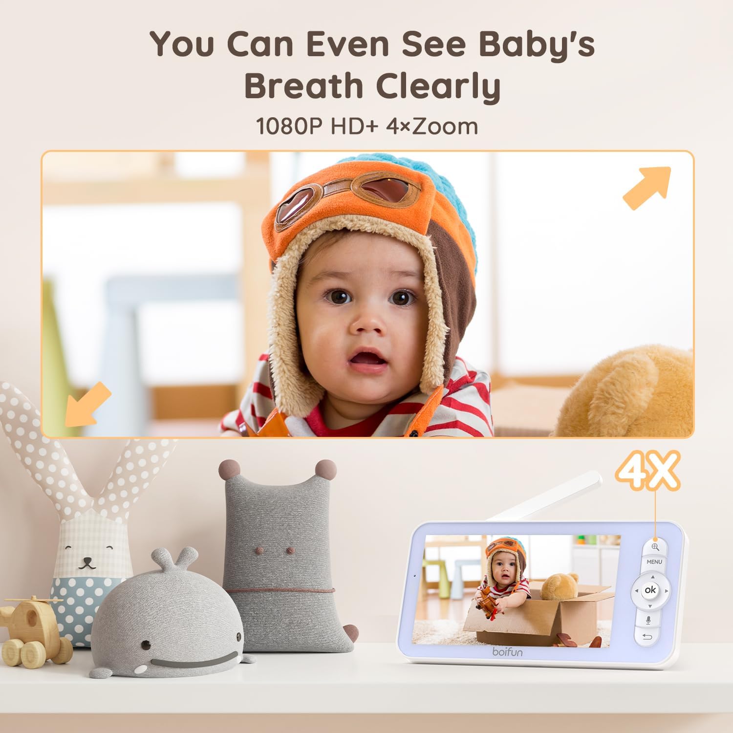Easy-to-use baby monitor with clear video and remote pan-tilt