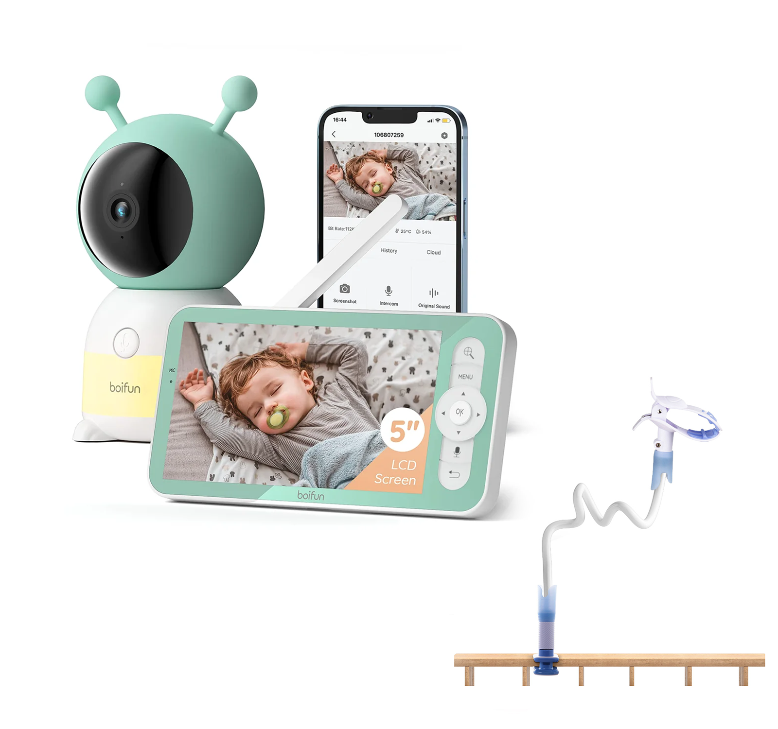 BOIFUN Baby Monitor 6T Support 2 Camera