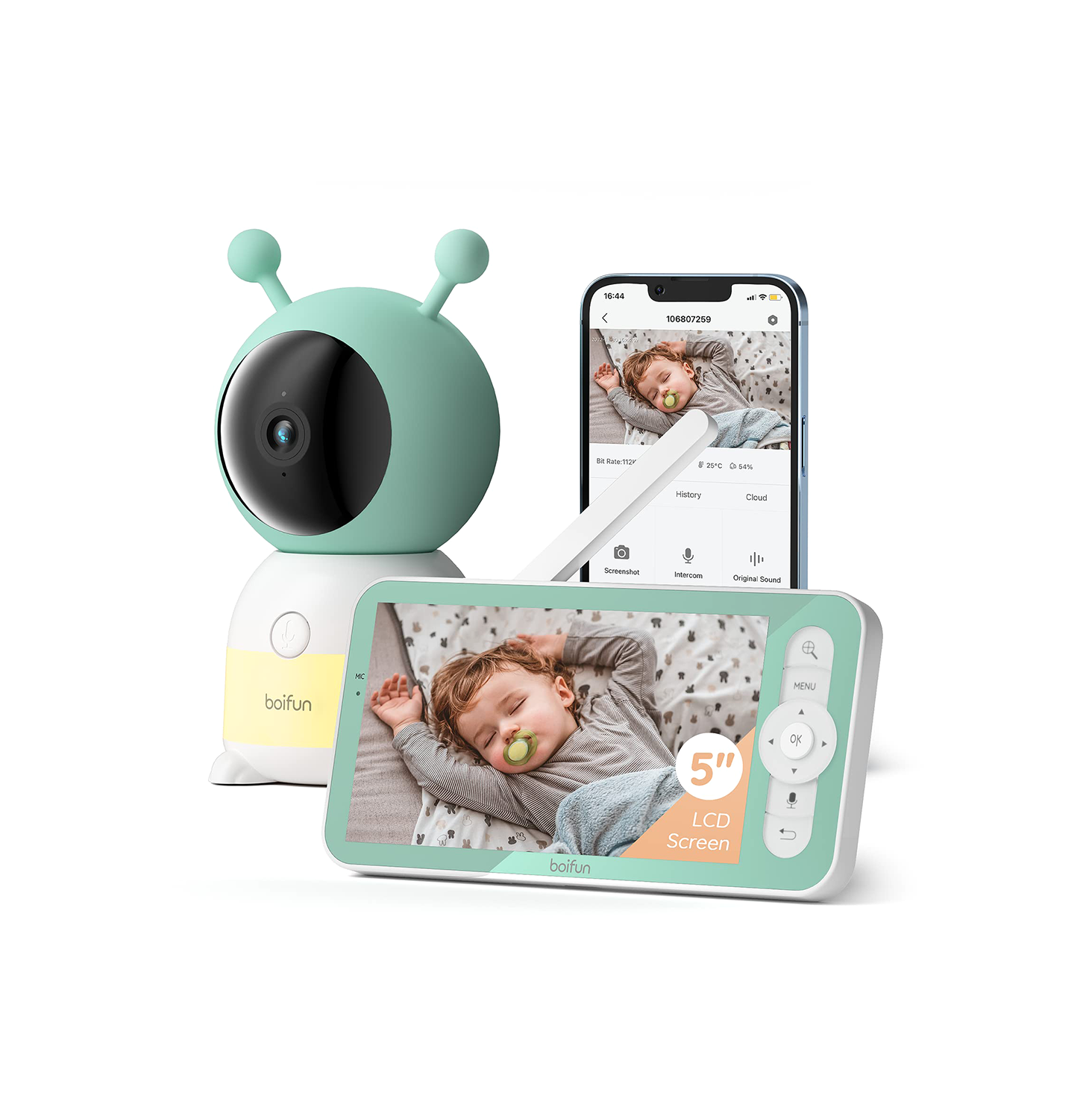 BOIFUN Baby Monitor 6T Support 2 Camera